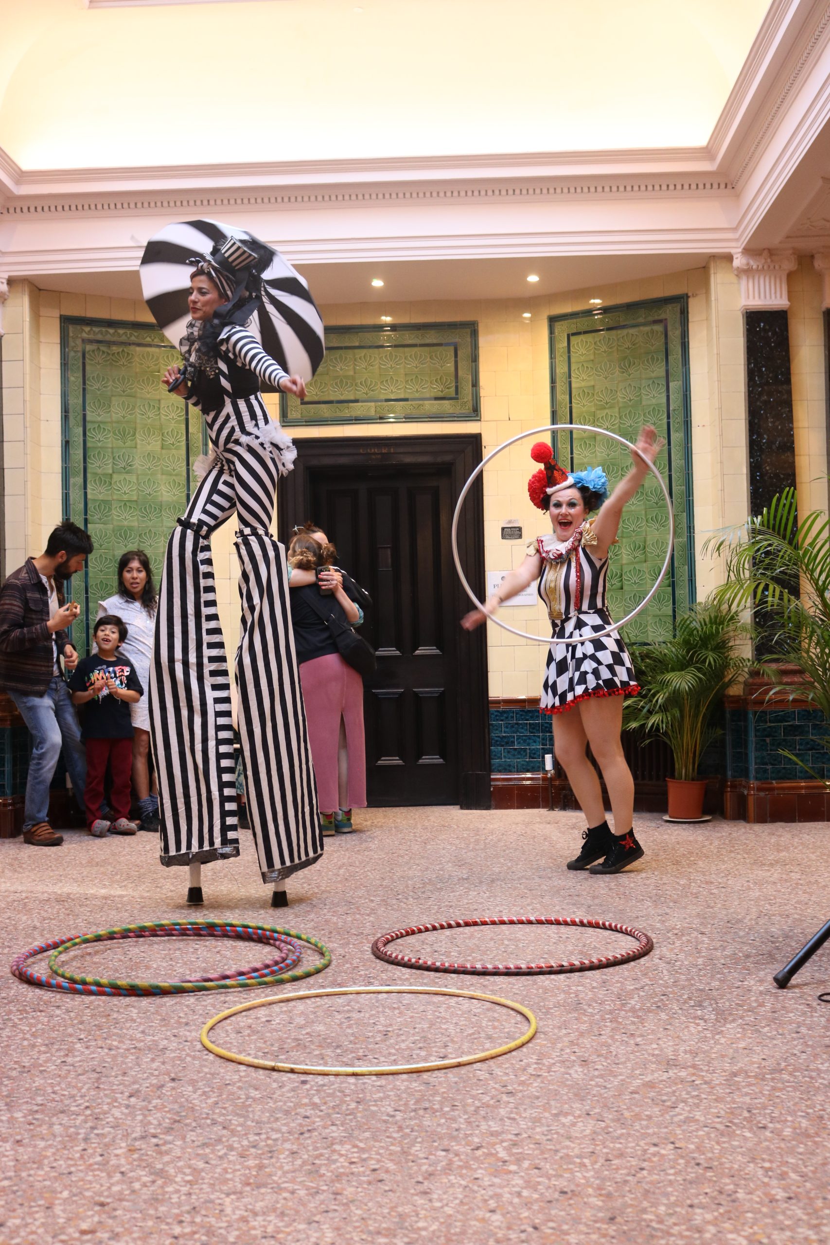 tiled foyer with performers